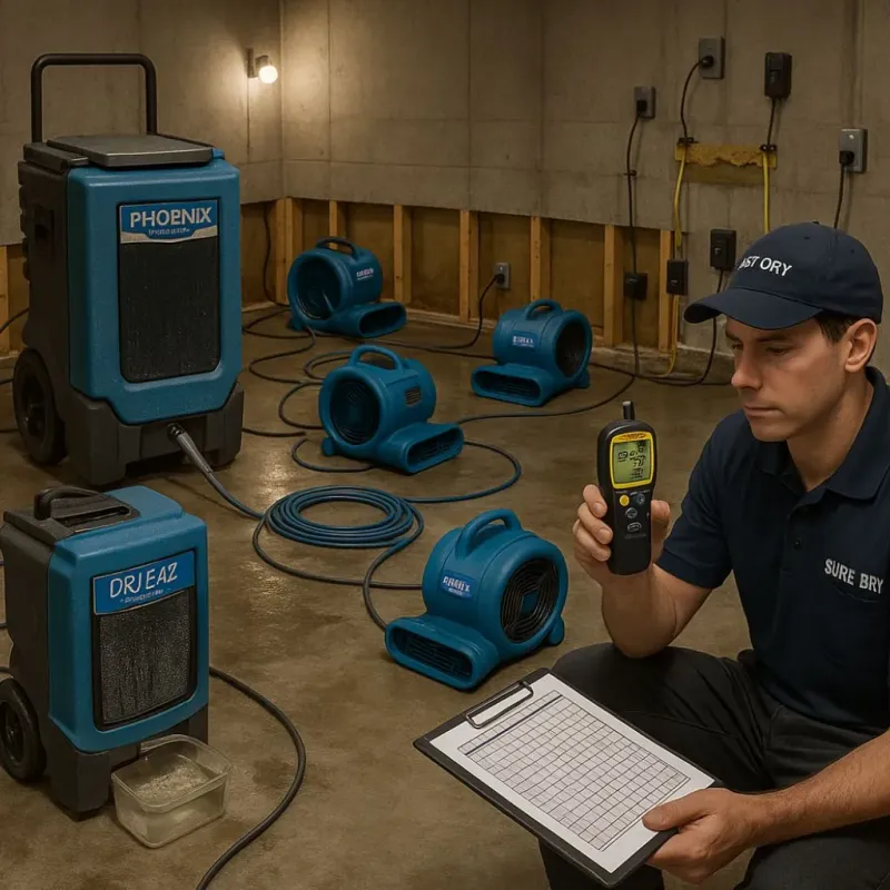 Structural Drying and Dehumidification process in Fort Campbell North, KY